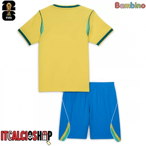 Brasile Prima Maglia Bambino Mondiali 2026 Manica Corta (+ Pantaloni corti)
